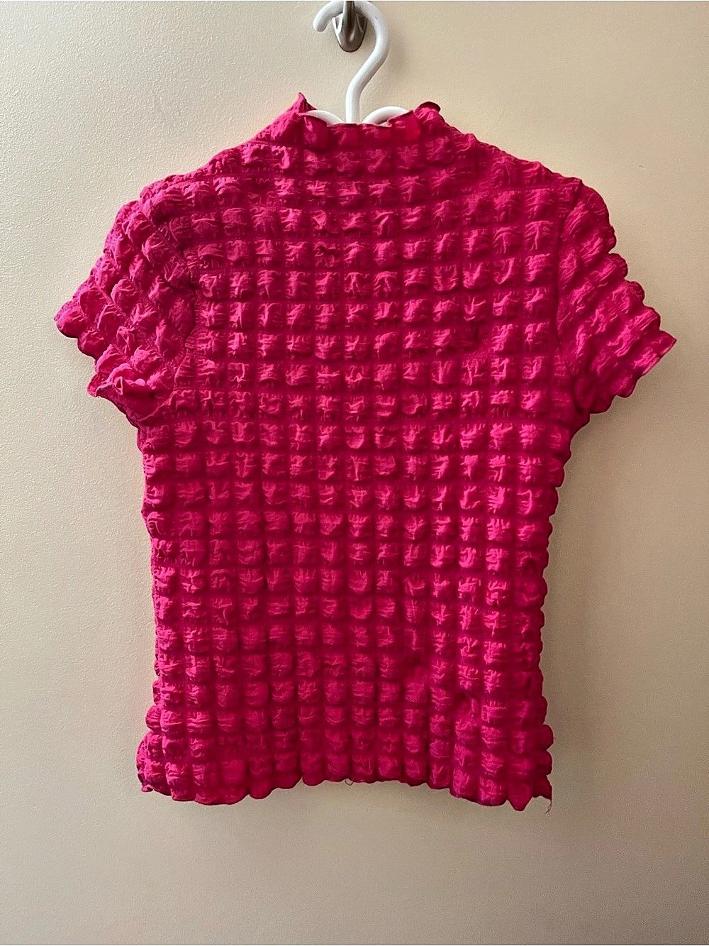 Almost Famous Textured Short Sleeve Top in Pink
